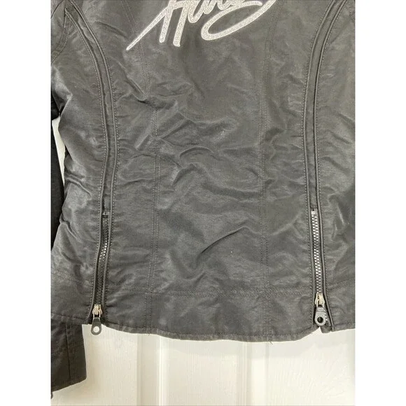 Harley Davidson Black Full Zip Riding Motorcycle Embroidered Jacket Womens S - Picture 9 of 9